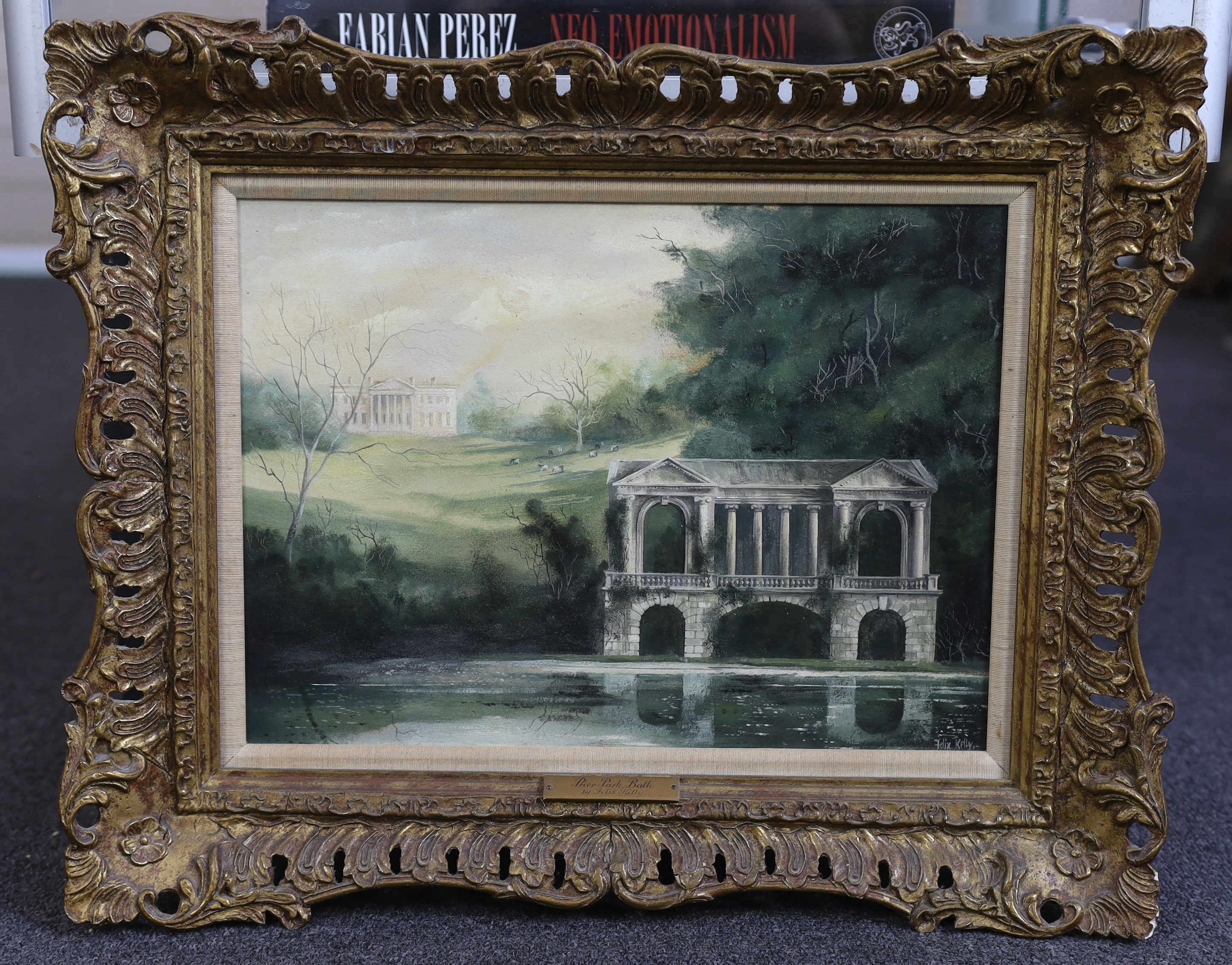 Felix Kelly (English, 1916-1994), 'Prior Park, Bath', oil on board, 27.5 x 37.5cm